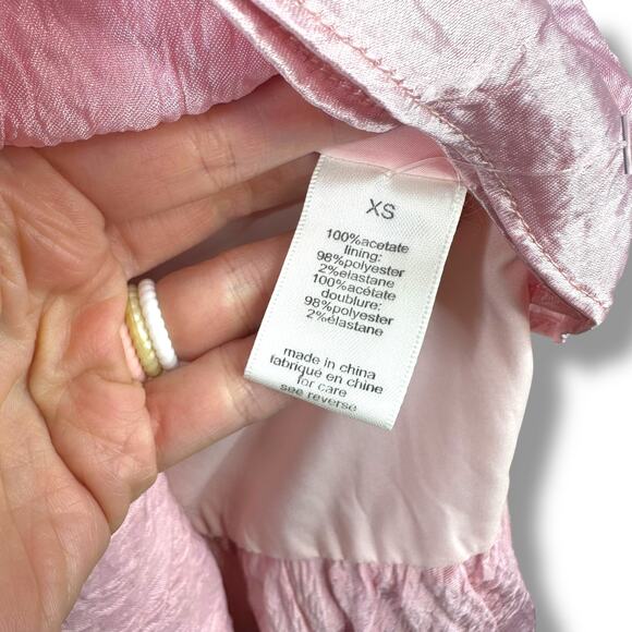 RONNY KOBO NWOT Blush Pink Satin Mindy Puff-Sleeve Faux Wrap Flounce Mini Dress - Picture 8 of 12